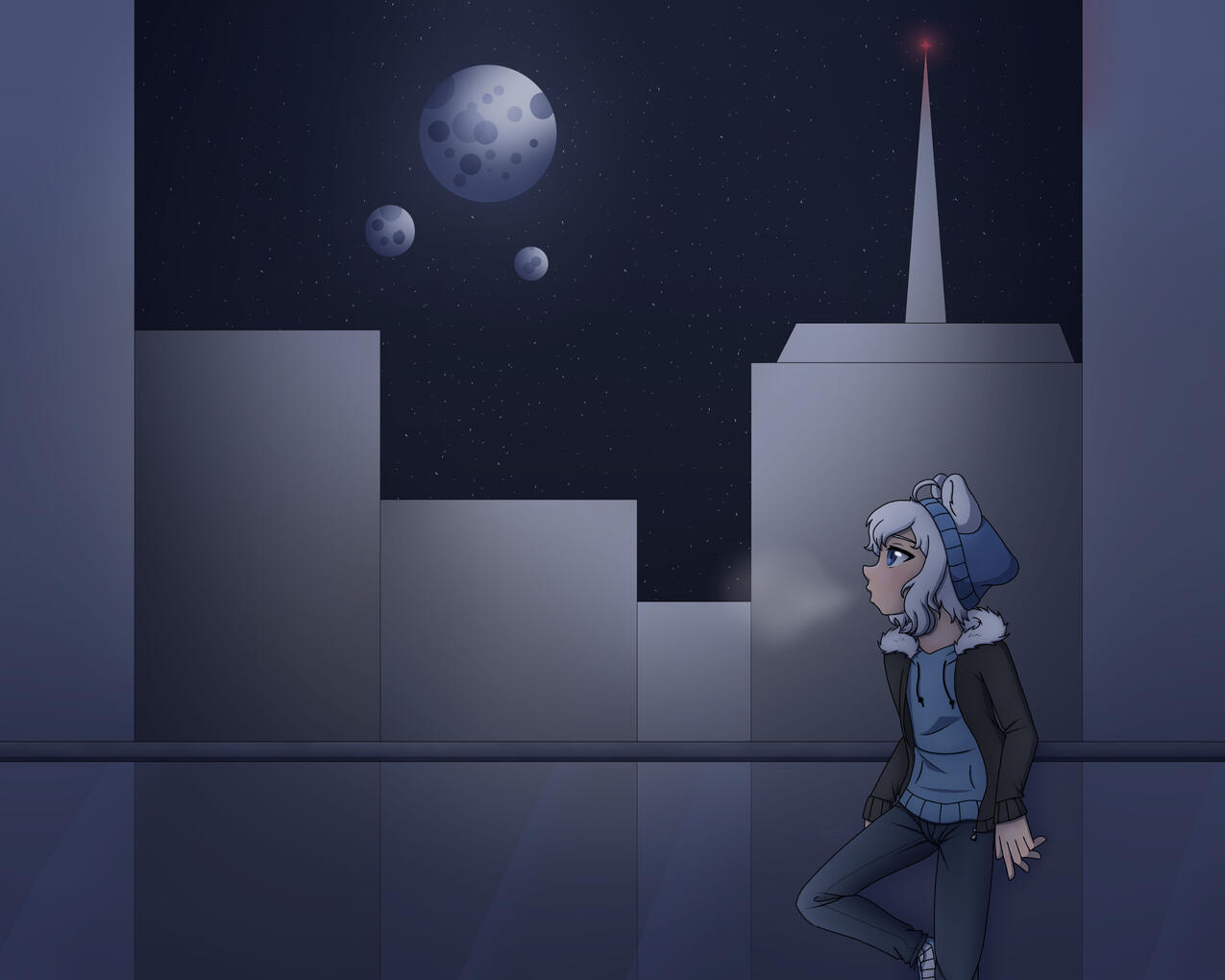 A winter drawing I did last year of my OC Tukato