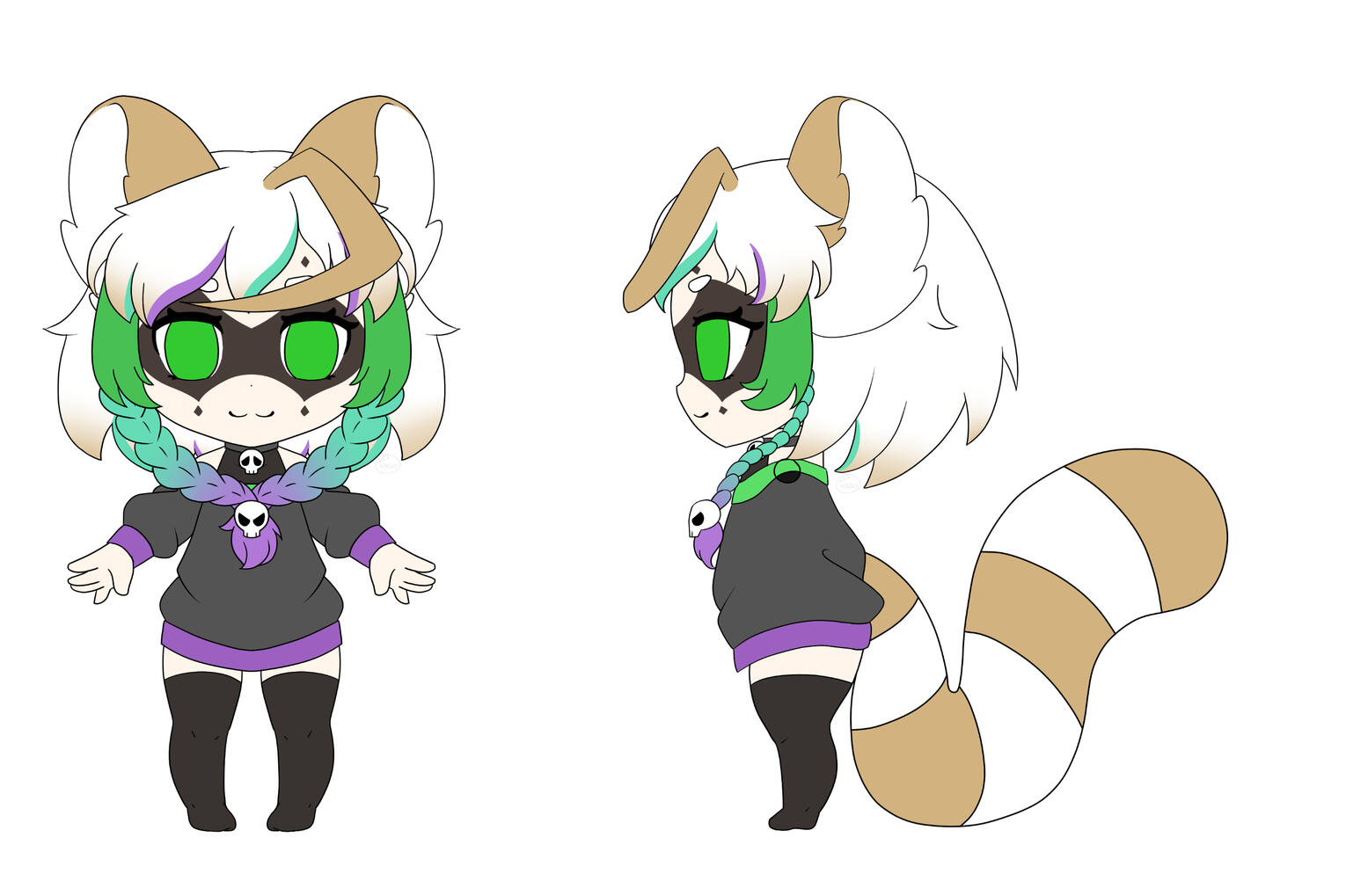 A double angle reference sheet for a chibi version of SooperSquishy