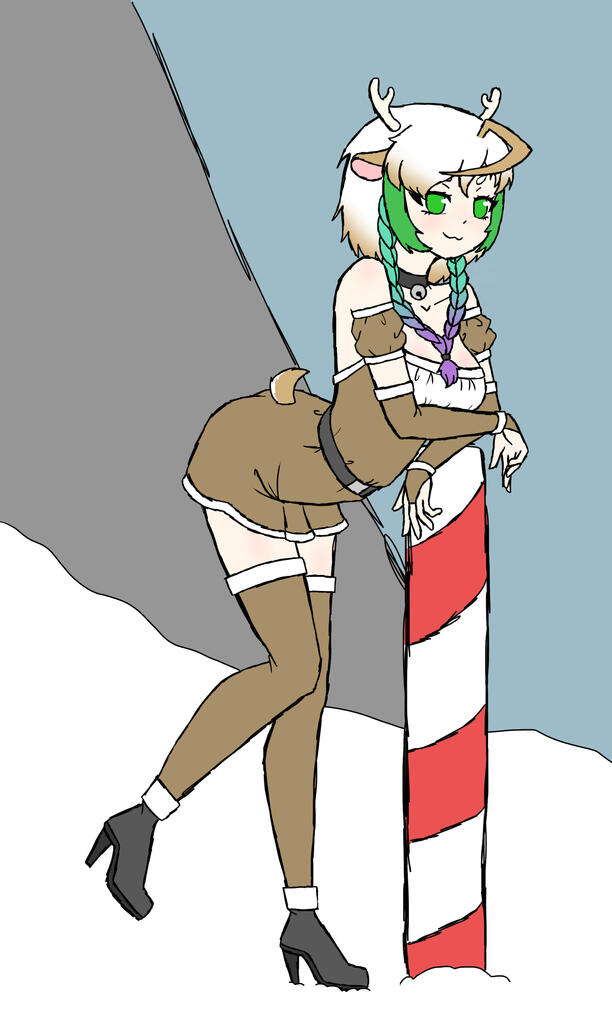 A Christmas sketch I did of my vtuber character, SooperSquishy